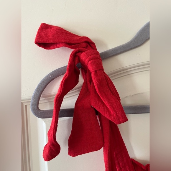 NWT LUSH Red Cotton Shoulder Tie Dress Women’s Size Medium - Picture 6 of 13